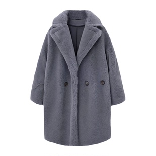 泰迪熊大衣高版内衬廓型羊驼毛皮草外套女杨小妖长款秋冬2024新款