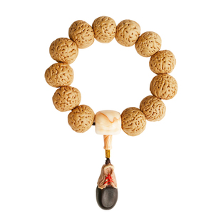 桃核文玩手串男佛珠天然原籽脑纹本命年盘玩文玩配饰档位珠