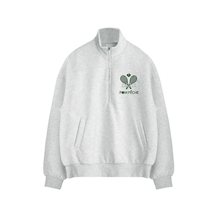 明星同款运动卫衣女半拉链宽松老钱风新年红色网球服上衣PomPeche