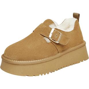 百思图冬商场同款真皮加绒加厚雪地靴勃肯鞋棉鞋厚底女LD626DM3