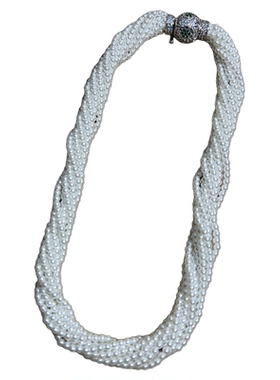 冷光澳白3mm珍珠多层扭扭锁骨链