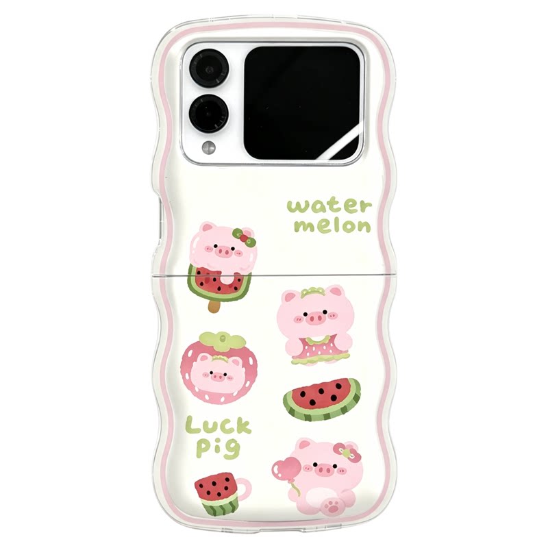 ins小清新小猪西瓜适用华为novaflip手机壳新品高级感p50pocket网红爆款折叠手机壳pocket2防摔外壳保护套女