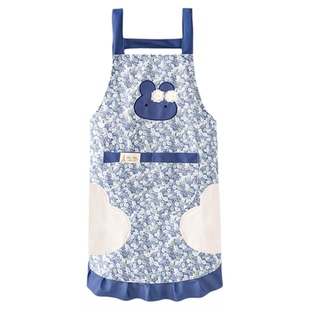 家用围裙女韩版日系厨房做饭防油污纯棉围腰上班美甲透气工作服