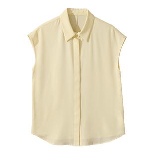 SKYINTL气质无袖女士衬衫上衣显瘦女宽松衬衫免烫不易皱云感衬衣