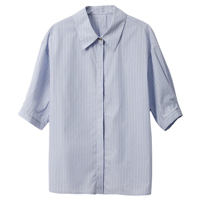 达佳诗蓝条纹通勤职场衬衫