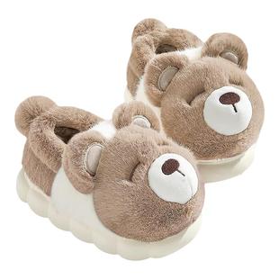 瞌睡熊棉拖鞋女士2025新款室内家居毛绒包跟保暖可爱棉鞋女款冬天