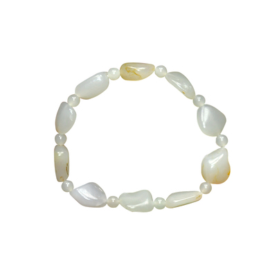 和田玉白玉籽料手链独籽原石手串