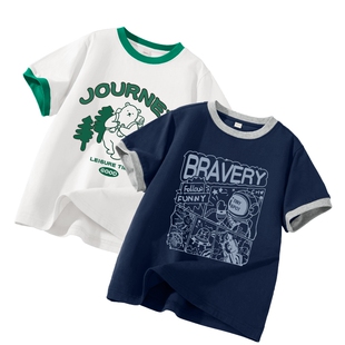 班尼路童装YBB系列儿童短袖t恤中大童夏季薄款纯棉上衣男童运动服