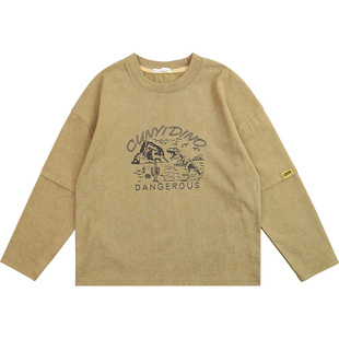 纯一良品男童长袖T恤儿童春装新款宽松柔软假两件男孩打底上衣