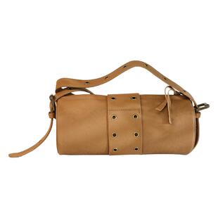 葱木 韩里韩气的穿搭 宽肩带斜挎包羊皮女包腋下斜挎两用包圆筒包