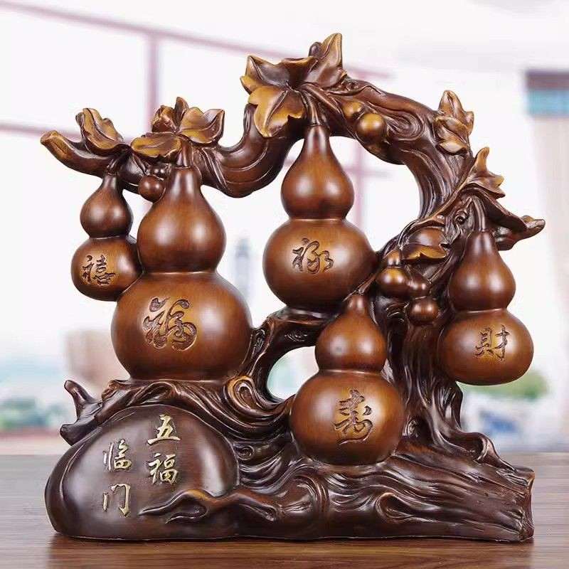 五福临门摆件招财葫芦家居中式礼品旺宅新房客厅玄关酒柜乔迁饰品