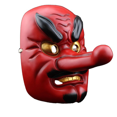 日本武士能面行道天狗万圣节面具