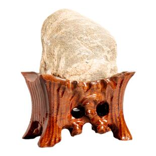 实木奇石底座带槽免挖槽放鹅卵石不规则泰山石头凹槽摆件万能托架