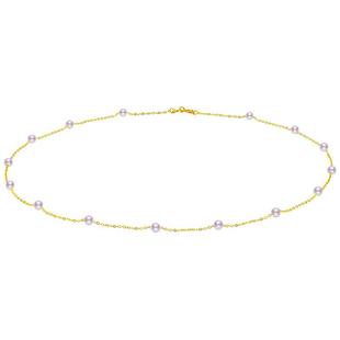 海蒂珠宝 星空 满天星淡水珍珠项链18k金锁骨链法式颈链 经典入门