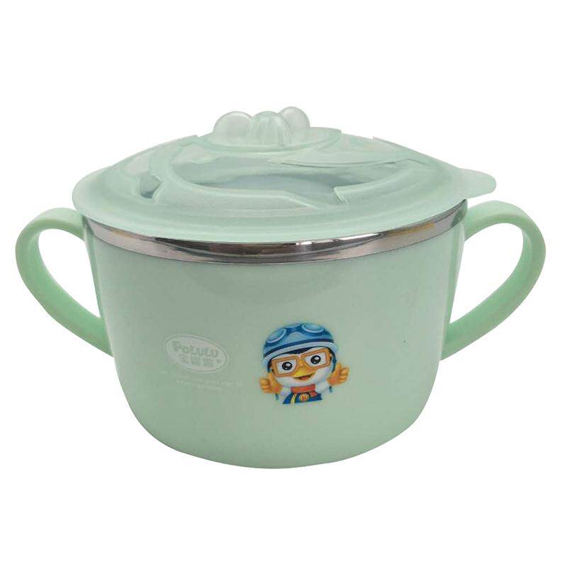 儿童不锈钢汤碗带盖双耳手柄辅食