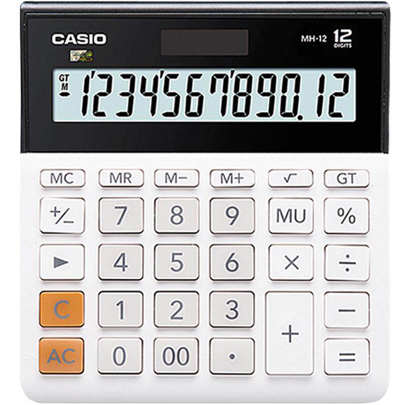 Casio/卡西欧 MH/DH-12 宽屏计算器 日常商务太阳能计算机 财务会计超市前台办公大屏幕大按键双重电源计算器