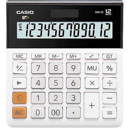 Casio/卡西欧 MH/DH-12 宽屏计算器 日常商务太阳能计算机 财务会计超市前台办公大屏幕大按键双重电源计算器