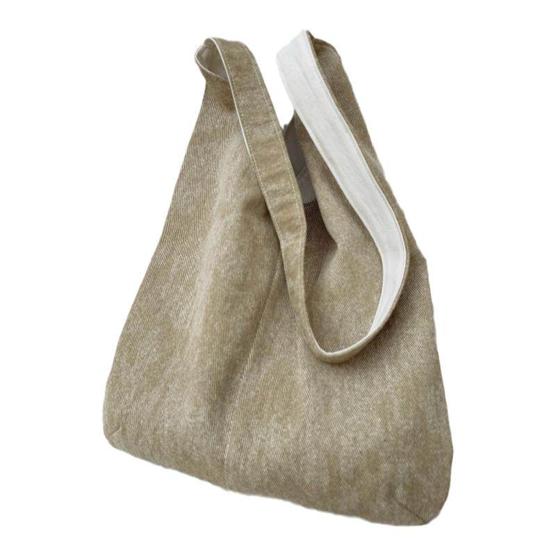 砂洗帆布包牛仔包2024新款复古休闲单肩包大容量托特包文艺斜挎包