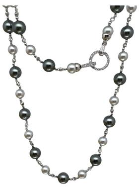 施家珍珠长链倪妮同款项链毛衣链