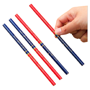 中华牌120全红蓝双色铅笔 圆杆特种铅笔木质工程施工放线写字铅笔绘图实验室记号划线笔木工特种铅笔防水