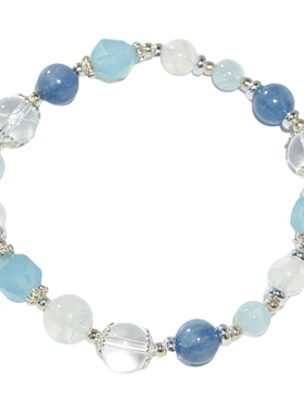 天然多宝水晶手链手串吧白水晶蓝晶石时尚饰品小清新送女生日礼物