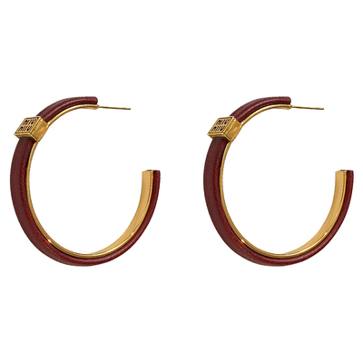 法式红色字母大圈圈耳环士女高级感复古气质夸张大气设计耳圈耳饰