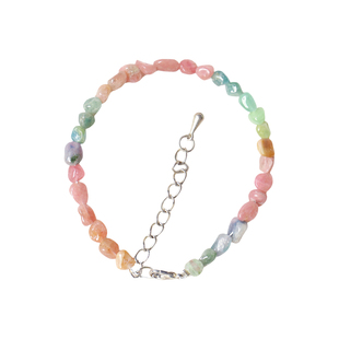 天然水晶碧玺原石碎石手链不规则可调节 女款水晶手串饰品