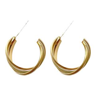 有北手作 冷淡风欧美交叉气质纯银耳钉高级感复古耳环 轻奢饰品