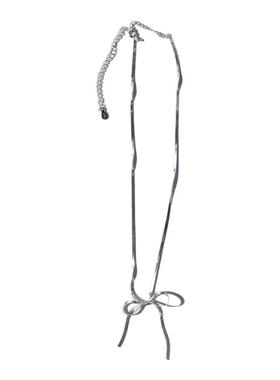 韩国纯银蛇骨链蝴蝶结项链甜美