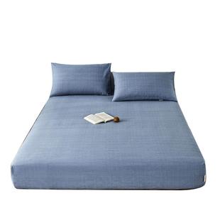 无印良品加厚老粗布床笠三件套夏款全棉床罩床垫保护罩席梦思床单