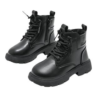 巴布豆童鞋女童马丁靴秋冬款2025新款冬季短靴加绒棉鞋男儿童靴子