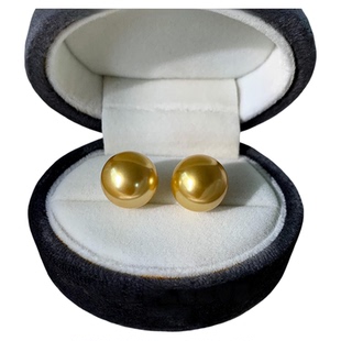 高定18k真金！南洋金珠施家珍珠金针耳钉无耳洞耳夹美产14K注金