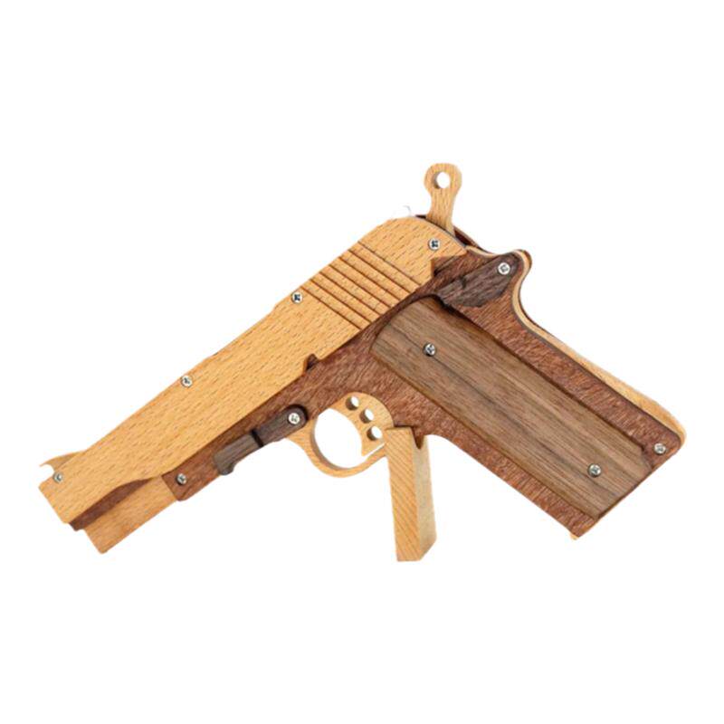 木质拼装M1911皮筋枪模型