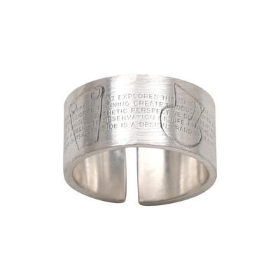 OUTSIDERINSIDE 容器涂鸦开口戒指 925银磨砂拉丝工艺 Container