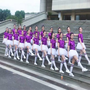 23新款 儿童爵士舞现代舞街舞X表演服女童L亮R片蓬蓬裙校园合唱服