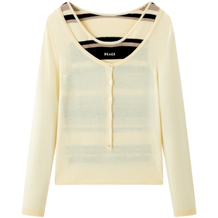 【商场同款】太平鸟26春羊毛混纺条纹背心套头衫两件套A3EEG1131