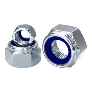 8.8级镀锌尼龙自锁螺母 细牙防松锁紧螺帽M8M10M14M16M20mm*1*1.5