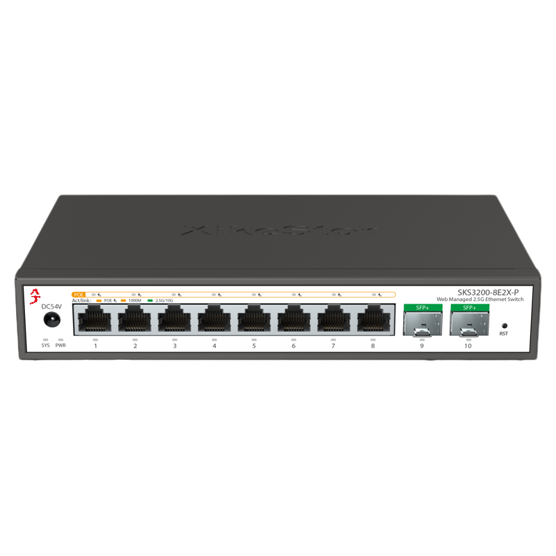 兮克8口16口24口48口 poe千兆交换机SKS3200-8E2X-P光口国标48v供电万兆2.5G10G网络光电混合