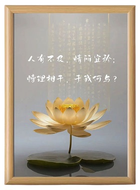 中式树脂荷花画框书房客厅卧室桌面装饰