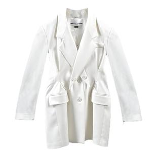 ZHANGSHUAI张帅原创设计春夏新款纽扣枪驳领交叉收腰西服裙