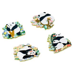 四川成都熊猫基地冰箱贴花花文创旅游城市纪念品金属磁性贴伴手礼