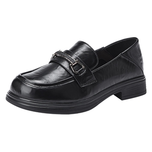 热风厚底乐福鞋女2026年春季新款小个子增高小皮鞋英伦风百搭女鞋