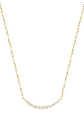 s925银微笑排钻项链女