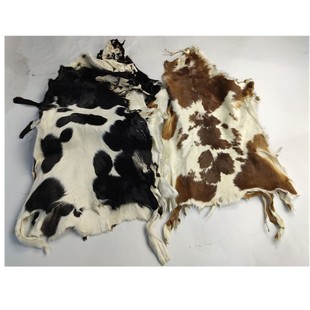 纯羊毛皮子整张短毛 diy手工进口羔羊毛一体奶牛花白色真皮皮面料
