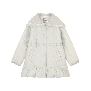 Amybaby女童上衣冬季2025新款方格可爱裙边气质保暖加厚棉服外套