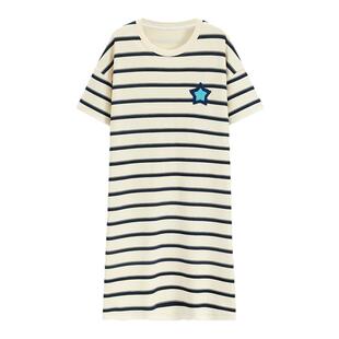 名创优品纯棉睡裙女士款夏季家居服睡衣女款宽松短袖睡衣2026新款