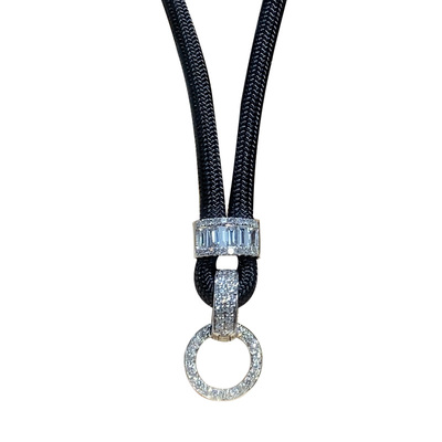 18K高货绳钻石挂绳翡翠吊坠项链