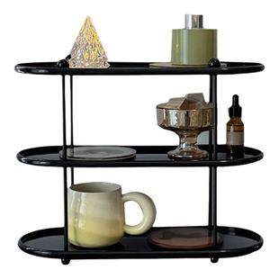 高级感法式咖啡杯水杯置物架玄关桌面收纳架轻奢化妆品展示收纳架