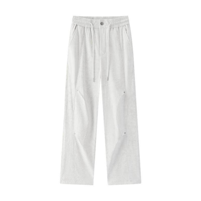 森马拼接肌理加绒阔腿休闲裤女