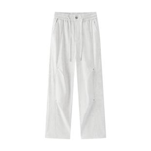 商场同款|森马休闲裤女冬季拼接宽松加绒黑色长裤2025新款工装裤